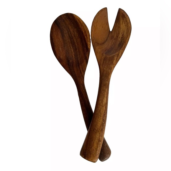 Vintage Monkey Bell Pepper Acacia Wood Salad Chip Dip Bowl Set Salt & Pepper - Picture 8 of 13